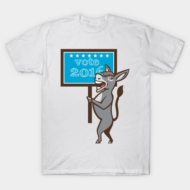 Vote 2016 Democrat Donkey Mascot Cartoon T-Shirt by retrovectors